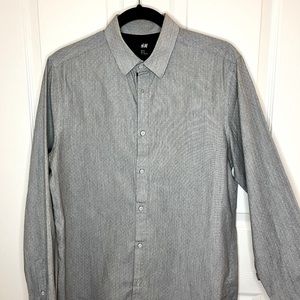 H&M Mens | Gray Cotton Button Down Shirt | M